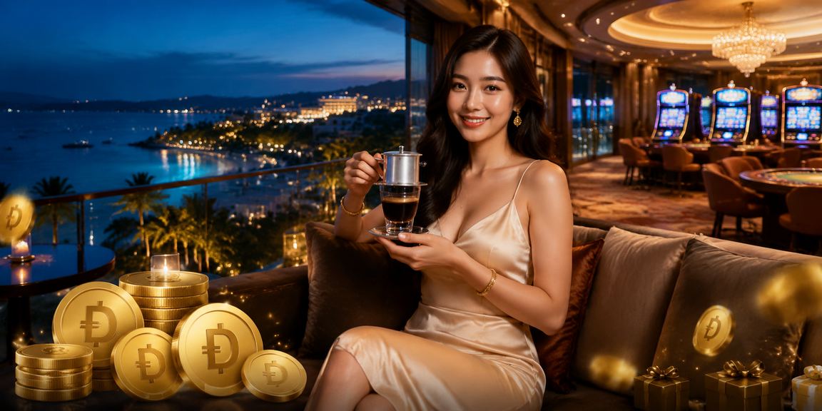 Du khách tại Phú Quốc thư giãn bên cà phê và trải nghiệm dịch vụ betting trực tuyến qua di động